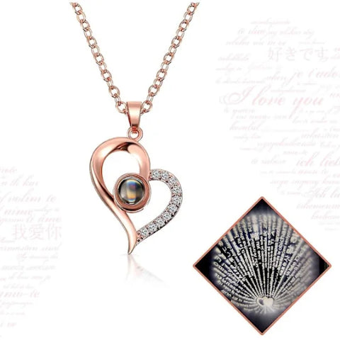 ROSA ETERNA CON COLLAR - TE AMO EN 100 IDIOMAS